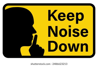 Keep noise down. Quiet zone yellow sign Isolated on white background.