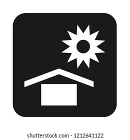 keep the object in the calm place, avoid the object from heat of sun, cardboard package sign vector icon, modern design, glyph style, modern concept