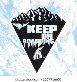 keep on boarding typography graphic print , Abstract fashion drawing and creative design for t-shirts,graphic tee, sweatshirt, cases, etc. Illustration in modern style for clothes