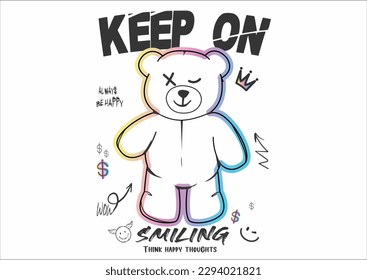 keep on smiling gradient bear vectorsmile emoji icon dolar always be happy  teddy bear
