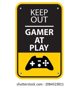 KEEP OUT, GAMER AT PLAY, STICKER AND LABEL