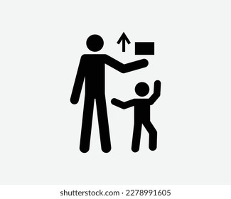 Keep Out of Reach of Children Child Kid Safety Safe Black White Silhouette Symbol Icon Sign Graphic Clipart Artwork Illustration Pictogram Vector