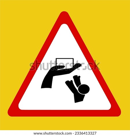 Keep out of reach of children Yellow-red triangle caution sign , Illustration vector 