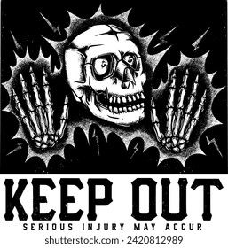 Keep out sign skull handrawing illustration graphic vector good for your decoration or tshirt design