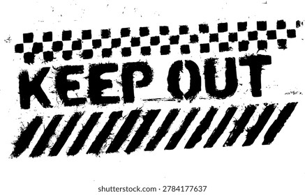 Keep Out Stencil Paint Grunge Style Vector Set
