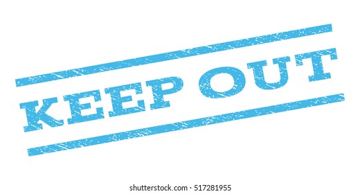 Keep Out watermark stamp. Text caption between parallel lines with grunge design style. Rubber seal stamp with dirty texture. Vector color ink imprint on a white background.