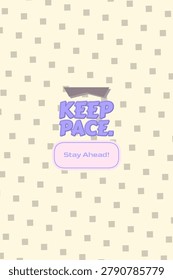KEEP PACE. lettering design with inset contour text, hard square based texture pattern, and