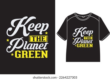 Mantener el diseño verde del planeta de camisetas