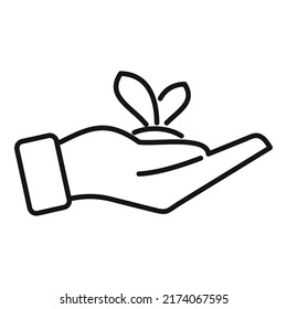 Halten Sie den Umrissvektor für Pflanzensymbole. Ökologische Landwirtschaft. Intelligente Ernte