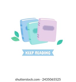 keep reading books, vector illustration