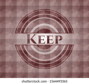 Keep red seamless emblem with geometric background.