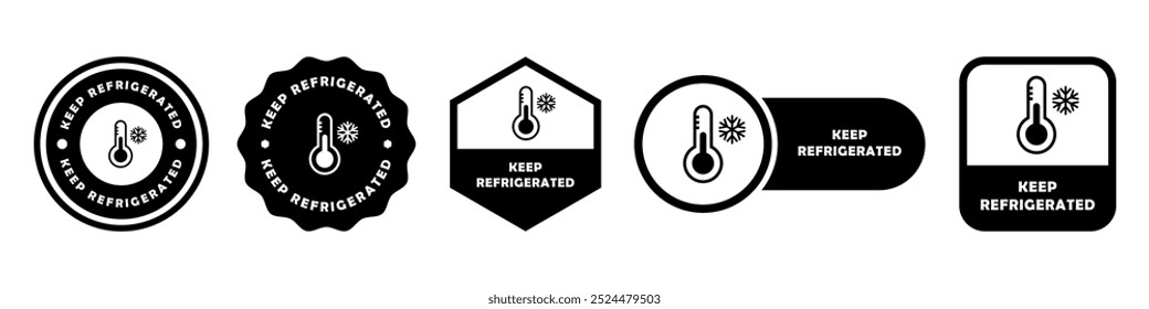 Mantenha refrigerado - sinais vetoriais para a rotulagem do produto.