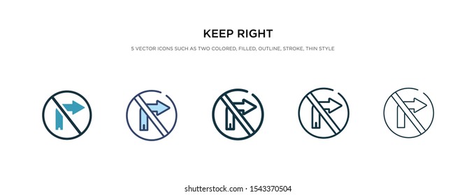 keep right icon in different style vector illustration. two colored and black keep right vector icons designed in filled, outline, line and stroke style can be used for web, mobile, ui