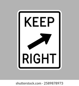 Keep Right Sign Diagonal Arrow. Vector