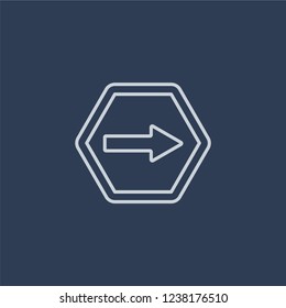 Keep right sign icon. Trendy flat vector line Keep right sign icon on dark blue background from traffic sign collection. 