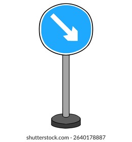 Keep right sign illustration hand drawn isolated vector