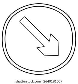 Keep right sign illustration hand drawn outline vector