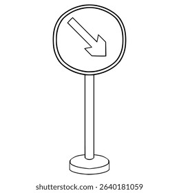 Keep right sign illustration hand drawn outline vector
