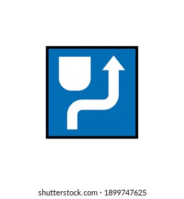 Keep right sign  in solid black flat shape glyph icon, isolated on white background