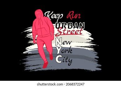 keep run silhouette retro t shirt design