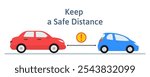 keep a safe car distance on the road vector illustration