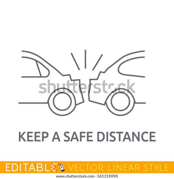 Keep safe distance between cars. Editable\
line icon. Stock vector\
illustration.