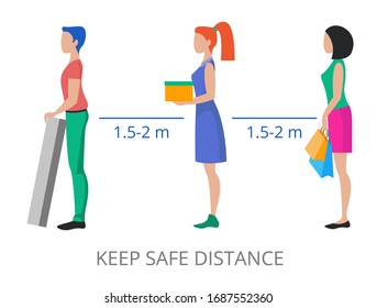 Keep Safe Distance concept, modern flat design vector illustration, for graphic and web design