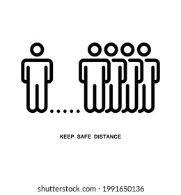Keep safe distance. Outline style. Isolated on white background.
