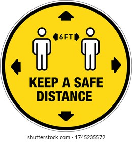 Keep a Safe distance Round Sticker, Covid-19 Safety Floor Sticker for Corporate office, Corona Health care poster for School, Colleges, shops, hotels, society, malls, theaters