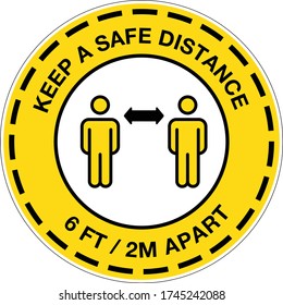 Keep a Safe distance Round Sticker, Covid-19 Safety Floor Sticker for Corporate office, Corona Health care poster for School, Colleges, shops, hotels, society, malls, theaters