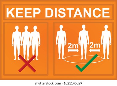 Keep safe distance sign. vector