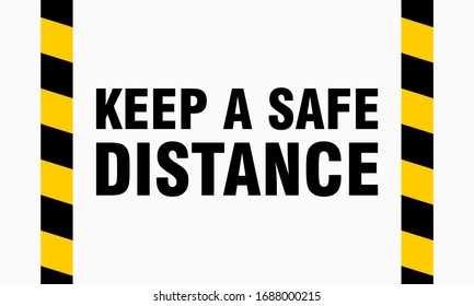 Keep a Safe Distance Sign Warning Stripes on the Floor Icon. Vector Image.