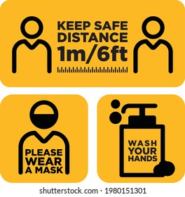 keep safe distance signage icon