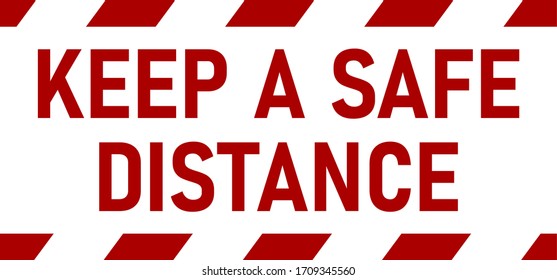 Keep a Safe Distance Social Distancing Floor Marking Stripe  Instruction Icon. Vector Image.