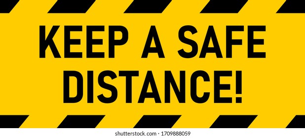 Keep a Safe Distance Social Distancing Floor Marking Stripe  Instruction Icon. Vector Image.