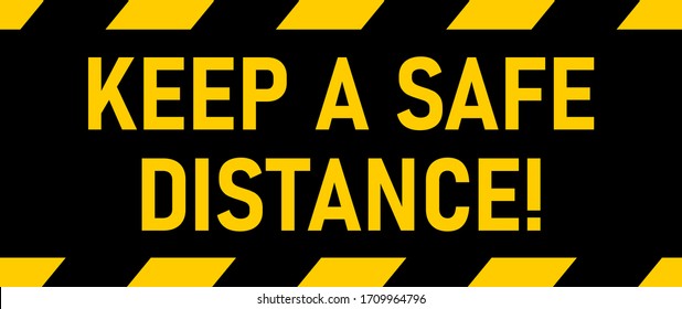 Keep a Safe Distance Social Distancing Floor Marking Stripe  Instruction Icon. Vector Image.