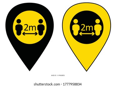Keep Safe Distance Social Distancing Instruction Icon against the Spread of the Coronavirus Covid-19. Vector Image.