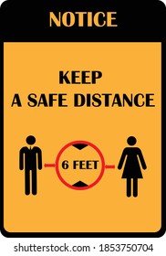 Keep a safe distance. Social Distancing sign. The mandatory sign for wearing mask