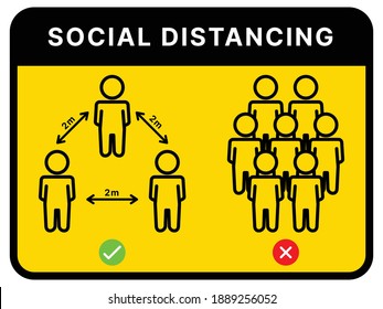 Keep safe distancing sing. Prevention information related to coronavirus (covid-19). Vector illustration to avoid flu virus