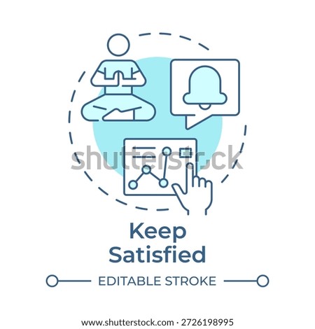 Keep satisfied soft blue concept icon. Well being, meditation practice. Business performance. Employee efficiency. Round shape line illustration. Abstract idea. Graphic design. Easy to use