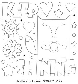 Keep shining. Coloring page. Black and white vector illustration