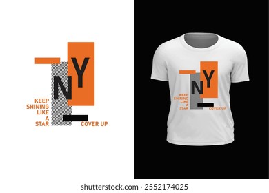 Sigue brillando como una estrella de la tipografía motivacional camiseta. Diseño de Ilustración vectorial para gráficas de moda, estampados de camisetas, camisetas, carteles, pegatinas.