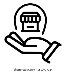 Keep shop business icon. Outline keep shop business vector icon for web design isolated on white background