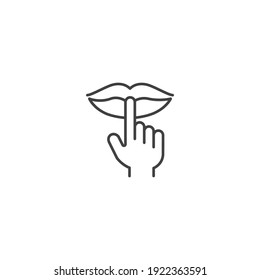 Mantén silencio, silencio, labios y dedos callados. Plantilla de icono del vector