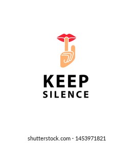 keep silence icon, logo design template