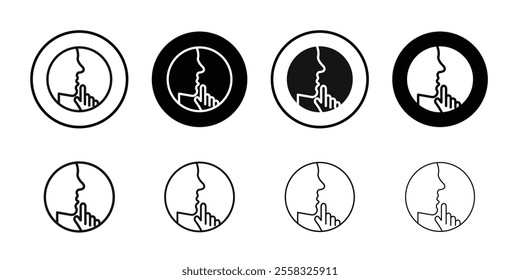 Keep silence icon logo sign set vector outline