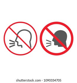 Keep silence line and glyph icon, prohibition and forbidden, no sound sign vector graphics, a linear pattern on a white background, eps 10.