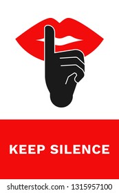 KEEP SILENCE sign. Vertical banner with text. Vector.