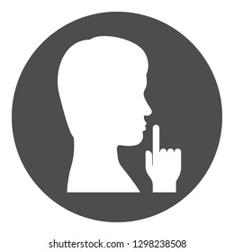 Keep silence symbol. Hush gesture. Vector.