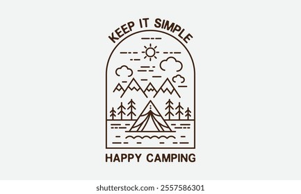 Keep It Simple, Ready To Print Camping Vector T Shirt Design Template, Wall Art, Mug, Sticker, Banner, Tee, Hoodie, Printable, Illustration